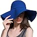 Bienvenu Women's Wide Brim Wool Ribbon Band Floppy Hat Royal Blue