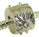SILVER PLATED LILAC STARBURST HINGED CLIP ON STOPPER BEAD FITS PANDORA TROLL
