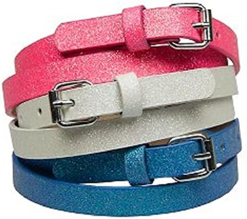 Little Kids Girls' Skinny 3 Pack Fine Sugar Shiny Glitter Belts (MEDIUM 22"-26")
