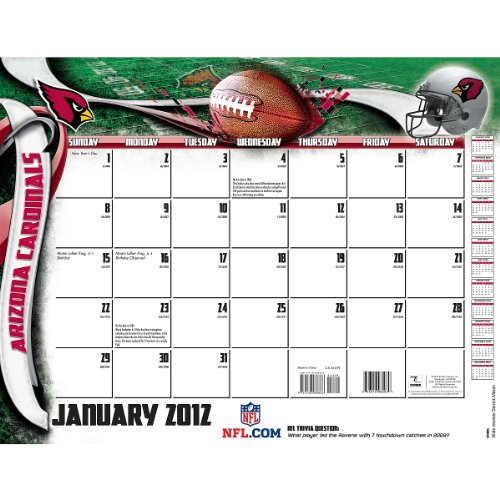 Turner Arizona Cardinals 2012 22x17 Desk Calendar