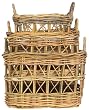 Natural Rattan Square Baskets Set / 3 Large = 20 1/2" X 13 1/2"H