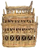 Natural Rattan Square Baskets Set / 3 Large = 20 1/2" X 13 1/2"H