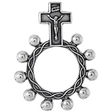 Sterling Silver Single Decade / One Mystery Ring Rosary, 1 11/16 (42mm) tall