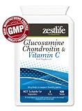 GLUCOSAMINE CHONDROITIN with Vitamin C - 120 tablets Chondroitin exists naturally in your cartilage and is often taken along with Glucosamine to assist with maintaining joint health. The combined use is know to produce a "synergistic" effect. Its been prescribed for pain relief in osteoarthrits.