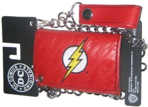  DC Comics The Flash Logo Tri-fold Chain Wallet