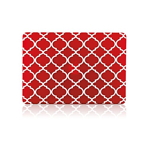 TopCase Quatrefoil / Moroccan Trellis Red Ultra Slim Light Weight Rubberized Hard Case Cover for Macbook Air 13