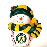 2 MLB Oakland Athletics Musical Light-Up Snowman Christmas Ornaments 2.75"