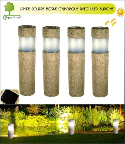 Lot 4 Lampes Solaires façon pierre.Rechargeables.Led Lumière Blanche.Borne solaire