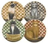 Sakura Country Kitties Dessert Plates, Set of 4 in a Hat Box