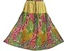 Boho Skirts for Womens Yellow Floral Chiffon Side Slit Mid Length Skirts