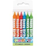 Printed Happy Birthday Candles, Assorted 12ct