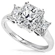 One of a Kind 3 1/3ct TW Certified Three Stone Radiant Diamond Ring in 18k Gold
