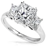 One of a Kind 3 1/3ct TW Certified Three Stone Radiant Diamond Ring in 18k Gold