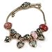 Antique Gold Heart Charm Glass Bead Bracelet