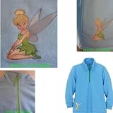 DISNEY TINKER BELL PULLOVER JACKET LIKE Embroidered Pockets Fleece 3/4 Zip Blue Womens