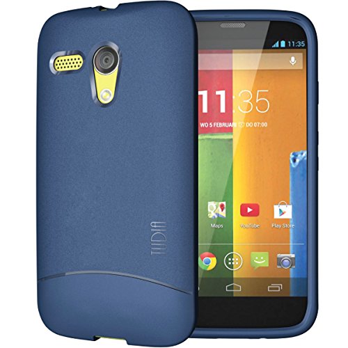 TUDIA Ultra Slim Full-Matte ARCH TPU Bumper Protective Case for Motorola Moto G SmartPhone (2013 1st Gen Only) (Matte Blue)