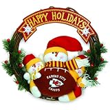 20" NFL Kansas City Chiefs "Happy Holidays" Triple Snowmen Christmas Wreath