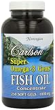 Carlson Labs Super Omega-3 Gems, Fish Oil Concentrate, 1000mg, 250 Softgels