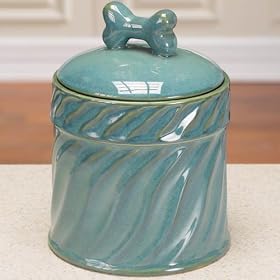 Dog Treat Jar - Greek Isles Small Pet Treat Jar Cookie Jar - Athenian Blue - 7.5 by Pet Studio