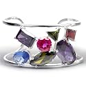 Ss Jewel Tone Multi Cz Cuff Bracelet-th
