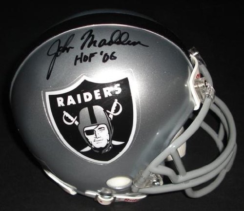 John Madden Autographed Mini Helmet - Oakland Raiders - Autographed NFL Mini Helmets