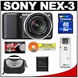 Sony Alpha NEX-3 Digital Camera Body & E 18-55mm OSS Compact Interchangeable Lens (Black) with 8GB Card + Battery + Case + Accessory Kit