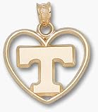 Tennessee Volunteers Power T Heart Pendant - 10KT Gold Jewelry