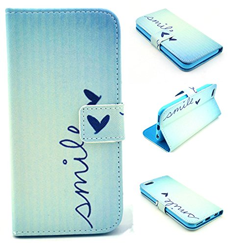 6 Plus case,iPhone 6 Plus case,Leather Case,Card Slots PU Leather Flip Wallet Case Cover With Strap for iPhone 6 Plus Smile Pattern