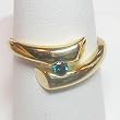 14K Yellow Gold Blue Diamond Ring