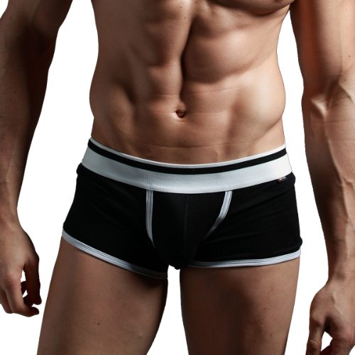 XUBA Mens Low Rise Sexy Underwear Trunk Boxer Brief Black XB01