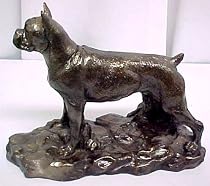 Bronze Finish Boxer Dog Statue Figure Home Decor