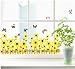 DZT Sunflowers & Butterflies in Fence Print PVC Removable Wallpaper Wall Decal Stickers