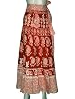 Womens Orange White Paisley Print Cotton Boho Wrap Skirts