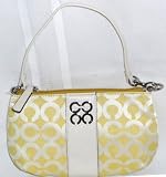 Coach Julia Signature Op Art Large Wristlet / Demi Bag Style 43789 Sunflower Yellow