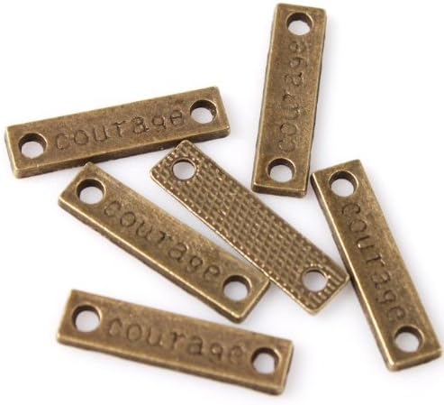 Rectangular Charms Fit Adjustable Rope Bracelet Antique Bronze Connector Courage Symbol 50pcs