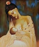 Art Reproduction Oil Painting - Picasso Paintings: Maternity (Artist Interpretation) - Classic 20 X 24 - Hand Painted Canvas Art