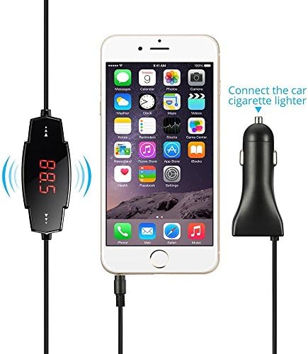 FM Transmitter,Wireless FM Transmitter Radio Car Kit with 3.5mm Audio Plug and Car Charger for iPhone 6s, 6s plus, iPad, iPod, Samsung, Windows, iOS, and Android Smart Phones