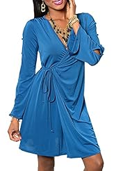 Wrap Polyester/Spandex  Dress With a Sash 