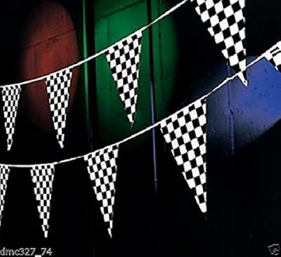 RACING Nascar Daytona Race Car Black & White CHECKERED Pennant FLAG BANNER 100ft