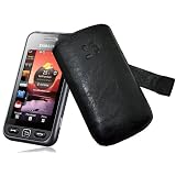 Suncase Ledertasche (Lasche mit R�ckzugfunktion) f�r Samsung GT S5230 Star / S-5230 wash-schwarzvon "Suncase"