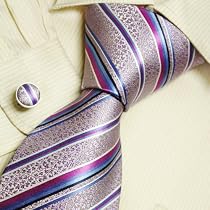 Purple striped silk tie gift