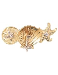 CleverEves 14K Gold Pendant 3-D Sand Dollar, Shell with Mermaid, and Starfish 16 - Gram(s)