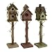 3 Country Rustic Pedastal Style Wooden Birdhouses with Grapevine Accents - 26"