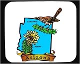 Mouse Pad with Arizona, state bird, state flower, saguaro, state, cactus wren