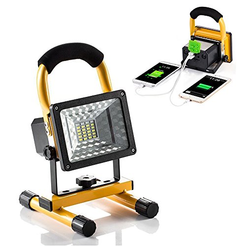 [15W 24LED] Spotlights Work Lights Outdoor Camping Lights, Built-in Rechargeable Lithium Batteries (With USB Ports to charge Mobile Devices)