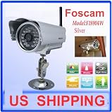 Foscam FI8904W Outdoor Waterproof Wireless/wired Ip Camera with Night Vision and Motion Detection Alarm, Apple Mac and Windows compatible, Silver