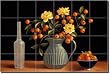 "Still Life with Persimmons and Yellow Roses" by Frances Poole - Ceramic Tile Mural 17" x 25.5" Kitchen Backsplash