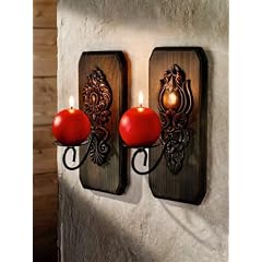 2x Antik Wandleuchte "Nostalgie" Wandkerzenhalter Kerzenhalter Holz