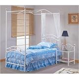 White Finish Metal TWIN SIZE CANOPY BED
