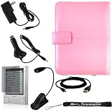 Ultimate Sony Reader eBook Touch Edition PRS-600 Bundle Pack: Pink Leather Cover Case, eBook LED Light, USB 2in1 Data Cable, Car Charger, Wall Charger, and Screen Protector with 4-Inch eBigValue TM Determination Hand Strap